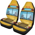 thumbnail image 1 of XYZCANDO Protector Car Seat Covers SUV Truck Sedan, Washable Comfortable Car Front Seat Covers 2 Pack Polyester Fabric Yellow Bus Front Design, 1 of 10