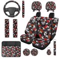 thumbnail image 1 of XYZCANDO Pumpkin Skull 14 Pcs Auto Seat Covers Full Set Steering Wheel Cover Center Console Pad Seat Belt Covers Headrest Covers Cup Coasters for Most Cars SUVs Sedans, 1 of 7