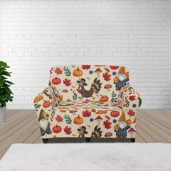 XYZCANDO Pumpkin Turkey Stretch Armchair Sofa Slipcover for 1 Cushion Couch, 1-Piece Couch Sofa Cover Furniture Protection Soft with Elastic Bottom for Kids, Pets
