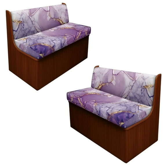 XYZCANDO Purple Gold Marble Print RV Dinette Cushion Covers Camper Accessories for Inside Couch Cushion Slipcovers Loveseat Slipcovers for Travel Couch (2 Backrest Cover & 2 Bench Cover)
