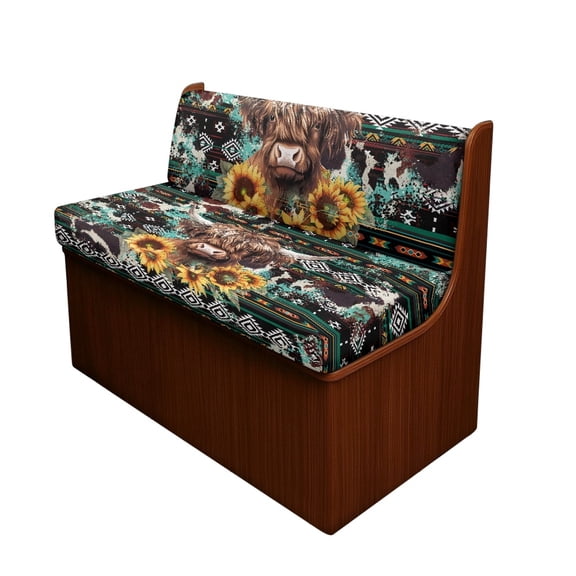 XYZCANDO RV Booth Seat Covers Wear-Resistan Polyester Fabric, Compatible with Bench Seats Couch, for RV Couch Booth Seats, Highland Cow Sunflowers