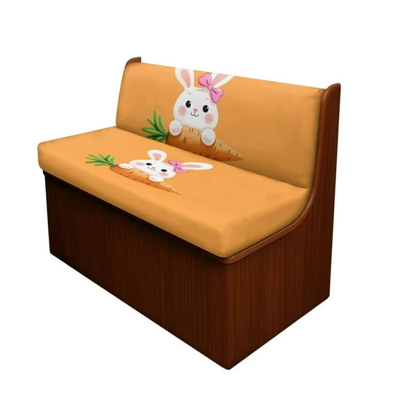 XYZCANDO Rabbit Carrot RV Dinette Cushion Covers Loveseat Slipcovers Stretchable Furniture Covers Easy to Install Easter Camper Decor 2 Seat Sofa Cover 1 Backrest Cover and 1 Bench Cover Orange