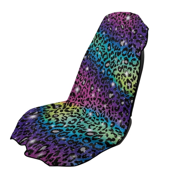 XYZCANDO Rainbow Glitter Leopard Print Car Seat Towel Cover Breathable for Swimming Gym Beach, Washable Easy Care Towel Seats Cover Dirt Repellent