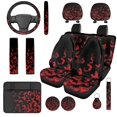 thumbnail image 1 of XYZCANDO Red Bats 14 Pack Auto Seat Covers Full Set Steering Wheel Cover Auto Center Console Armrest Pad Seat Belt Covers Headrest Covers Cup Coasters for Most Cars SUVs Sedans, 1 of 7