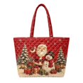 thumbnail image 1 of XYZCANDO Red Christmas Santa Snowman Print Quilted Shoulder Tote Bag Large Capacity Reusable Handbag for Holiday Shopping Grocery Travel Daily Use, 1 of 7