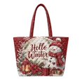 thumbnail image 1 of XYZCANDO Red Snowman Print Padded Shoulder Tote Bag, Large Winter Holiday Quilted Handbag for Shopping, Work, Travel, Festive Gift for Women, Girls, 1 of 7