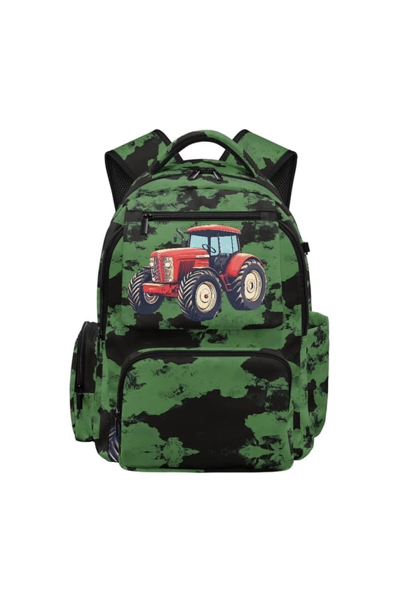Red Tractor 17 Inch Kids Backpacks for Preschool with Adjustable Strap Large Capacity School Backpack Cute for Elementary School Students
