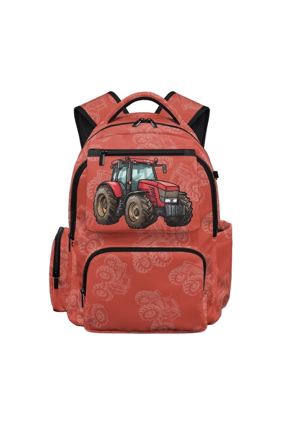 Red Tractors 17 Inch Kids Backpacks with Adjustable Strap Large Capacity School Backpack Cool for Elementary School Students