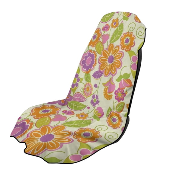 XYZCANDO Retro Floral Print with Swirl Accents Beach Towel Car Seat Covers, Lightweight Seat Towel Cover Washable Non-Slip for Cars Van
