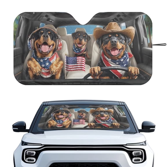XYZCANDO Rottweiler Automotive Windshield Cover Foldable Window Shade Sun Visor Protector Aluminum Foil Film Car Winshields Sunshade Universal Fit for Most Cars SUVs Sedans