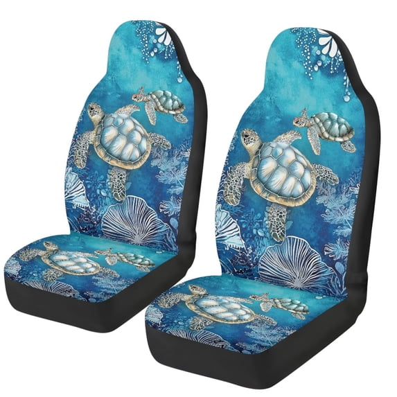 XYZCANDO Sea Turtle Car Front Seat Covers Set of 2 Hawaiian Automobile Front Seat Covers Removable Automotive Accessories Suitable for Most Cars,SUV,Sedan