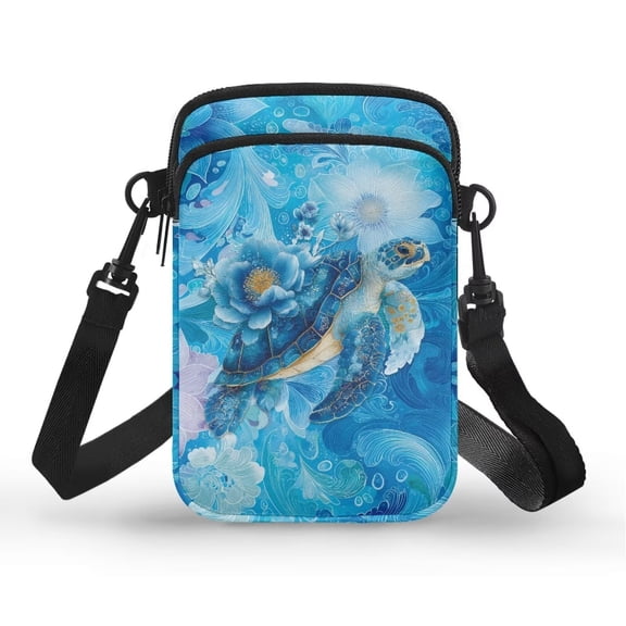 XYZCANDO Sea Turtle Small Crossbody Bags for Teen Girls Heart Cellphone Messenger Handbag with Zipper Stylish Cross Body Phone Purse with Adjustable Strap Single Shoulder Bag for Running Shop Travel