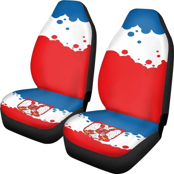 XYZCANDO Serbian Flag Splatter Car Seat Covers Breathable Cloth Waterproof Car Front Seat Covers Automobile Seats Interior, Soft Auto Interior Decor Sedan Truck