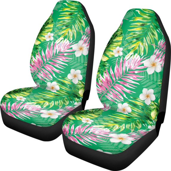 XYZCANDO Set of 2 Car Seat Covers for Auto Interior Automotive Accessories Waterproof Interior Accessories, Van SUV Vehicle Car Front Seat Covers, Tropical Garden Blooms