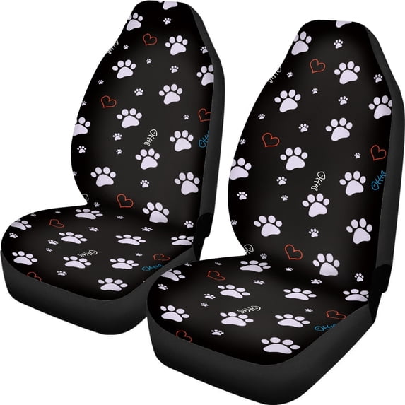 XYZCANDO Set of 2 Car Seat Covers for Car Interior Front Seat Cover Breathable Stretchy, Truck SUV Van Car Front Seat Covers, Paw prints