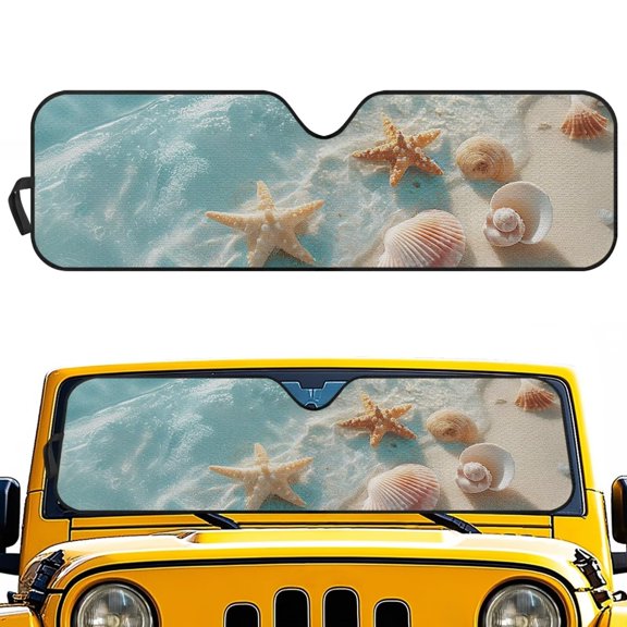 XYZCANDO Shell Windshield Sun Shade Suitable for Wrangler, Compass, Gladiator & Renegade Sea Foldable Windshield Sunshade Sun Visor Blocks UV Rays Keep Your Vehicle Cool