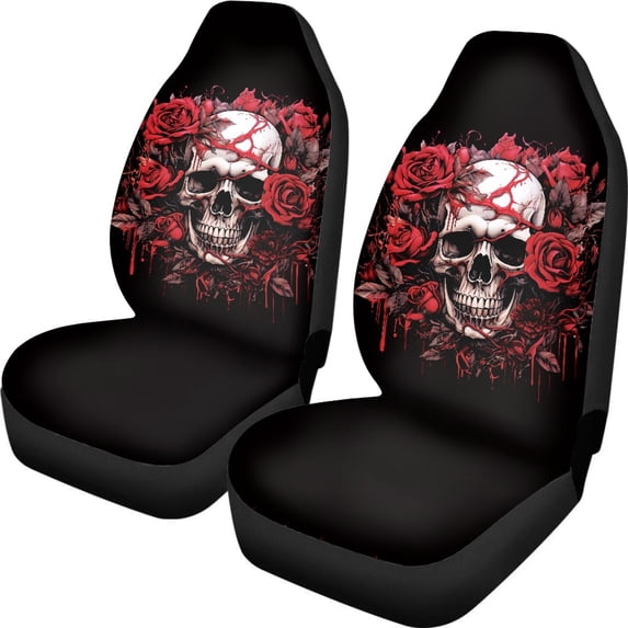 XYZCANDO Skull Floral Car Seat Covers for Woman Soft Car Front Seat Covers Full Protection Washable, for Van Truck Vehicle