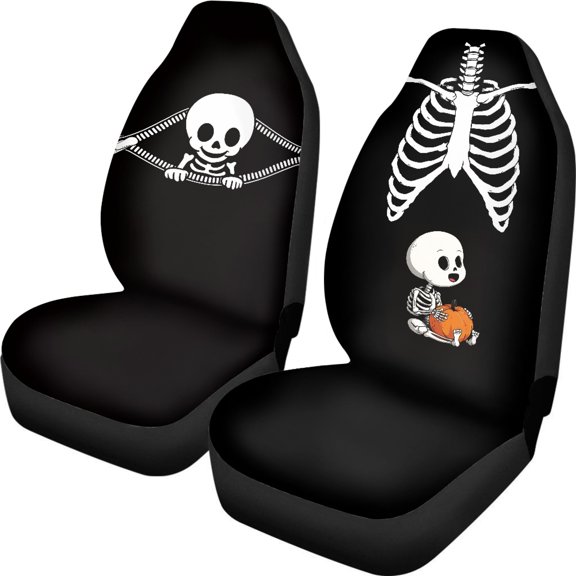 XYZCANDO Skull and Pumpkin Patterns Auto Seat Covers Stretchy Soft Car Seat Covers Interior Auto Interior, Interior Decor Decorative Truck SUV