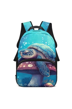 Sleeping Turtle 17 Inch Kids Backpack for Girls 8-14 Large Capacity Toddler Bookbag with Adjustable Strap for Elementary Middle School Kids