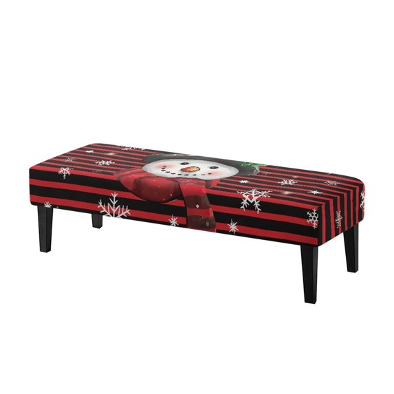 XYZCANDO Snowman Snowflake Pattern Polyester Spandex Long Chair Protection with Dust Resistant, Soft Non Slip Dining Bench Slipcover for Living Room