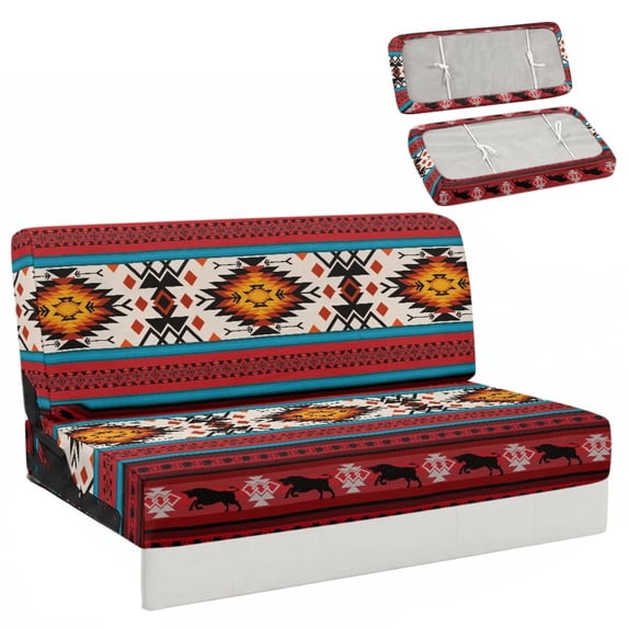 XYZCANDO Southwestern Tribal Print RV Dinette Cushion Covers, Stretch Washable Camper Bench Seat & Backrest Slipcovers Set for Travel Trailer Interior Protection