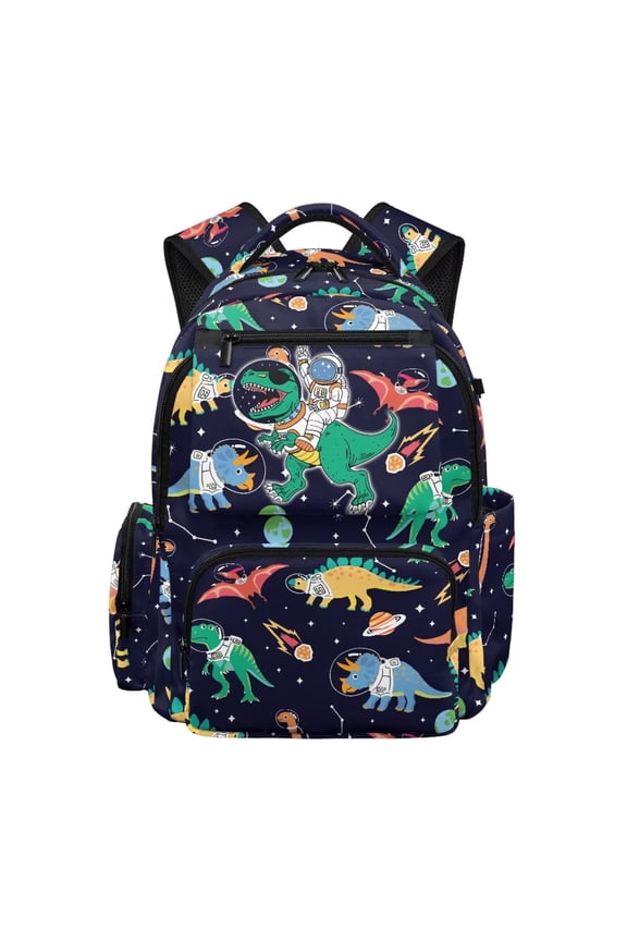 Space Dinosaur Kids Backpack 17 Inch Large Capacity School Backpack with Adjustable Strap Suitable for Elementary Middle School Boys and Girls