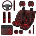 thumbnail image 1 of XYZCANDO Spider Red Bow 14 Pcs Auto Seat Covers Full Set Steering Wheel Cover Center Console Armrest Pad Seat Belt Covers Headrest Covers Cup Coasters for Most Cars SUVs Sedans, 1 of 7