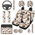 thumbnail image 1 of XYZCANDO Spider Web 14 Pack Car Seat Covers Full Set Steering Wheel Cover Auto Center Console Pad Seat Belt Pads Headrest Covers Cup Coasters for Most Cars SUVs Sedans, 1 of 7