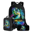 thumbnail image 1 of XYZCANDO Splatter Sea Turtle Print School Backpack Set Large Capacity Book Bag Primary School Bookbag Back-to-School Backpacks Lunch Bag Pencil Case with Zipper Compartment, 1 of 6