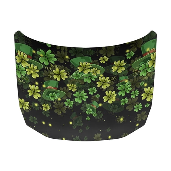 XYZCANDO St. Patrick's Day Universal Car Hood Cover featuring Lucky Clover Hat - Ideal for Irish Parade Car Decoration
