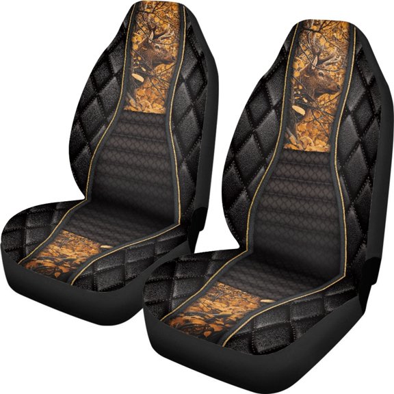 XYZCANDO Stag Camo Car Seat Covers Elastic Anti-Scratch Front Seat Cover Interior Auto Interior, Breathable Automotive Interior Protection SUV Vehicle