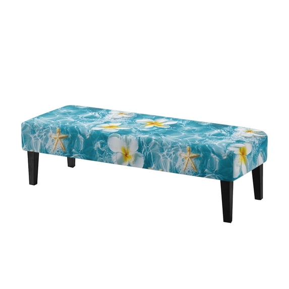 XYZCANDO Stain Resistant Bench Covers, Plumeria Water Pattern Polyester Spandex Light Dining Bench Covers for Bedroom Living Room