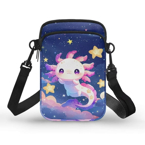 XYZCANDO Star Axolotl Cellphone Crossbody Bag Small Messenger Handbag for Travel Running Shop Portable Coin Purse Single Shoulder Bag Mini Purse Corssbody Blue