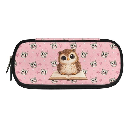 XYZCANDO Star Owl Pattern Polyester Pencil Pouch for Girls Boys, Large Capacity Spacious Stationery Bag for Classroom School
