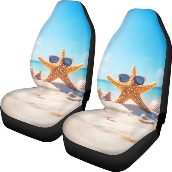 XYZCANDO Starfish Car Seat Covers for Woman Easy to Install Car Front Seat Covers Elastic Easy Install, for SUV Sedan Truck