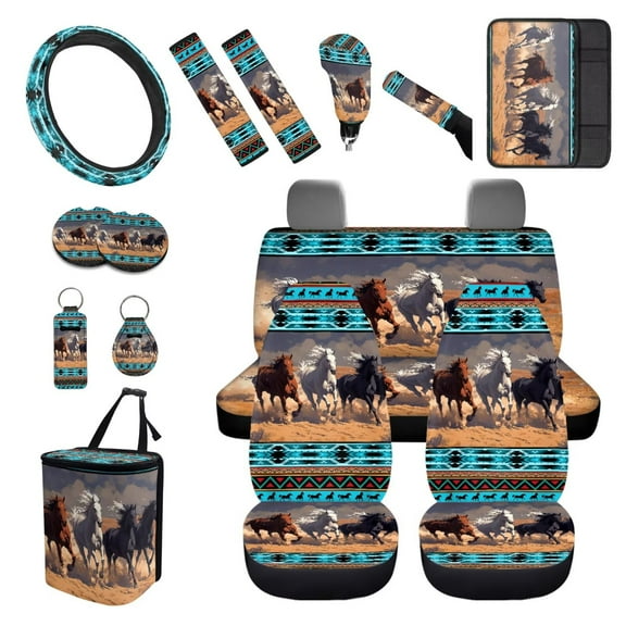 XYZCANDO Strawberry Print Car Cushion Cover Steering Wheel Cover Armrest Cover Seat Belt Cover Keychain Fender Cover Handbrake Cover Lipstick Cover Car Coasters Trash Can Interior Decor