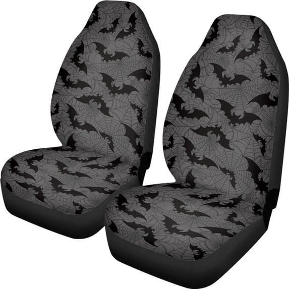 XYZCANDO Stretchable Front Seat Covers for Cars Truck SUV Sedan, Washable Soft Car Seat Covers 2 pcs Polyester Fabric Bat