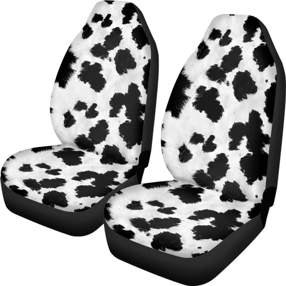 XYZCANDO Stretchy Car Front Seat Covers Truck Auto Sedan, Comfortable Waterproof Car Seat Covers 2 Pack Polyester Fabric Cow-Patterned