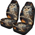 thumbnail image 1 of XYZCANDO Stylish Front Car Seat Covers featuring Autumn Owl Print - Durable Breathable Protector For All Seasons, 1 of 10