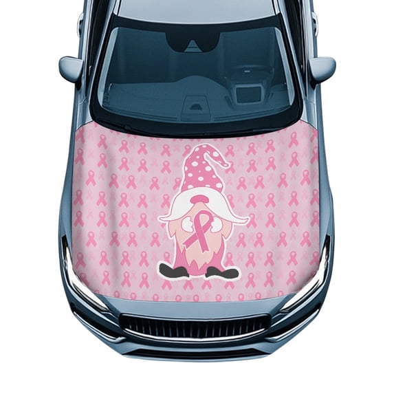 XYZCANDO Stylish Universal Car Hood Cover featuring Breast Cancer Awareness Gnome - Durable All-Weather Exterior Protection and Decor