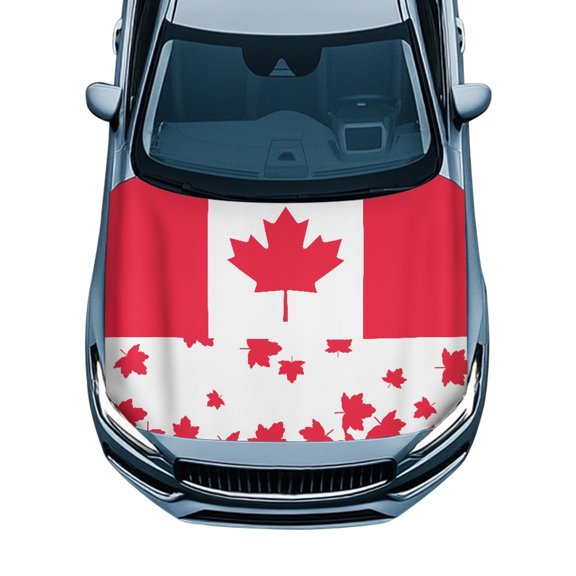 XYZCANDO Stylish Universal Car Hood Cover featuring Canada Flag Maple Leaf - Durable All-Weather Exterior Protection for Cars Trucks SUV