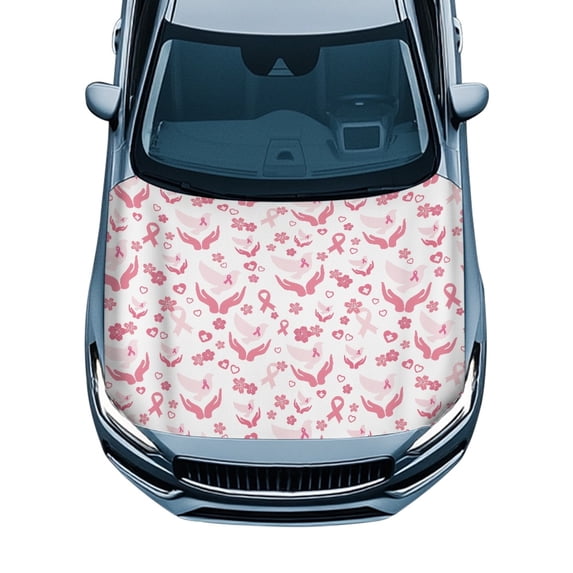 XYZCANDO Stylish Universal Car Hood Cover featuring Pink Awareness Ribbon - Durable All Season Protection for Auto Enthusiasts