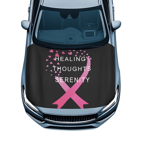 XYZCANDO Stylish Universal Car Hood Cover featuring Pink Ribbon Healing Text - Durable All-Weather Protection for Car Enthusiasts
