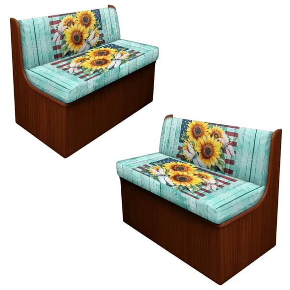 XYZCANDO Sunflower Print 2 Sets RV Dinette Cushion Covers Comfortable Slipcover Stretch 2 Seat Sofa Chair Cover Furniture Easy to Install for RV Camper Car Bench 2 Backrest Covers & 2 Bench Covers
