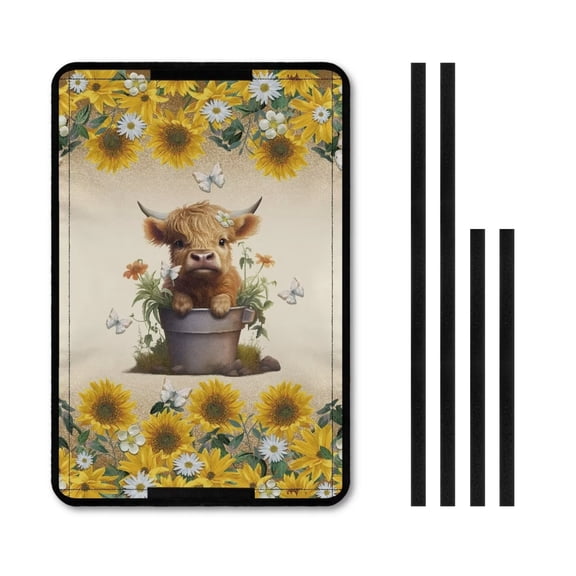 XYZCANDO Sunflowers Cute Highland Cattle RV Window Shades for Inside Camper RV Black Out Window Covers RV Curtains for Camper Windows Blackout RV Accessories for Inside Camper Screen Door Protector