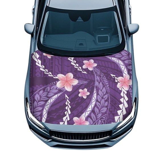XYZCANDO Sunproof Car Hood Cover Protector, Purple Floral Swimsuit Fabric Car Hood Protectors, Automotive Accessories Car Hood Bonnet Cover