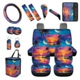 thumbnail image 1 of XYZCANDO Sunset Palm Tree Car Cushion Cover Seat Belt Cover Car Coasters Keychain Steering Wheel Cover Armrest Cover Fender Cover Handbrake Cover Lipstick Cover Trash Can Interior Decor, 1 of 7