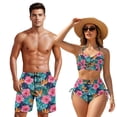 thumbnail image 1 of XYZCANDO His and Hers Swimwear Couple Beach Swimwear Hawaii Hibiscus Print Men's Beach Shorts & Women's Bikini Set Matching Outfit for Honeymoon Pool Summer Vacation Hawaiian Outfits, 1 of 6