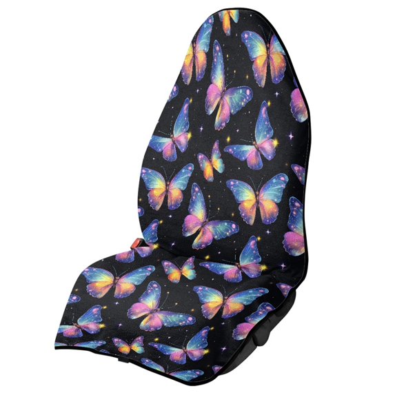 XYZCANDO Terry Cloth Car Seat Covers Breathable Microfiber, Compatible with Bucket Seat Van, for Cars Vans Trucks, Starlight Butterfly