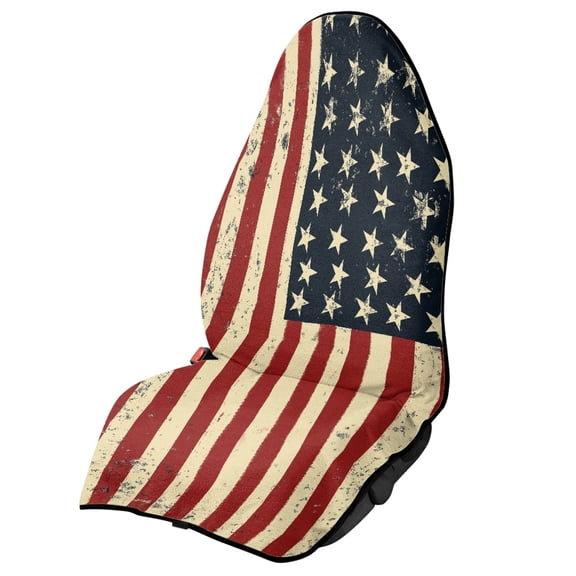 XYZCANDO Terry Cloth Car Seat Covers Portable Microfiber, Compatible with Automotive Truck Seat, for Trucks Vans Sedan, Star Stripe Design